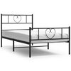vidaXL Bed Frame Black Powder-Coated Steel Small Single Bed Frame