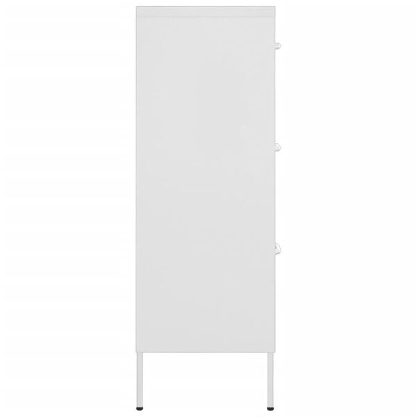 vidaXL Drawer Cabinet White Steel Medium Fully Extendable