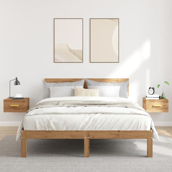 vidaXL Wall-mounted Bedside Cabinet Set of 2 Artisan oak Engineered wood
