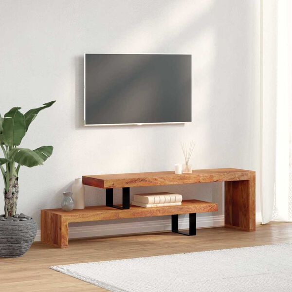 vidaXL TV Stand Unique natural wood grain Solid Acacia Wood Medium