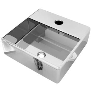 vidaXL Wash Basin with Faucet Hole 15.0x11.8x4.5" Ceramic Silver