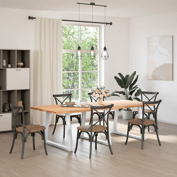 vidaXL Dining Table Leg Set of 3 White Powder-coated steel 35.4 in