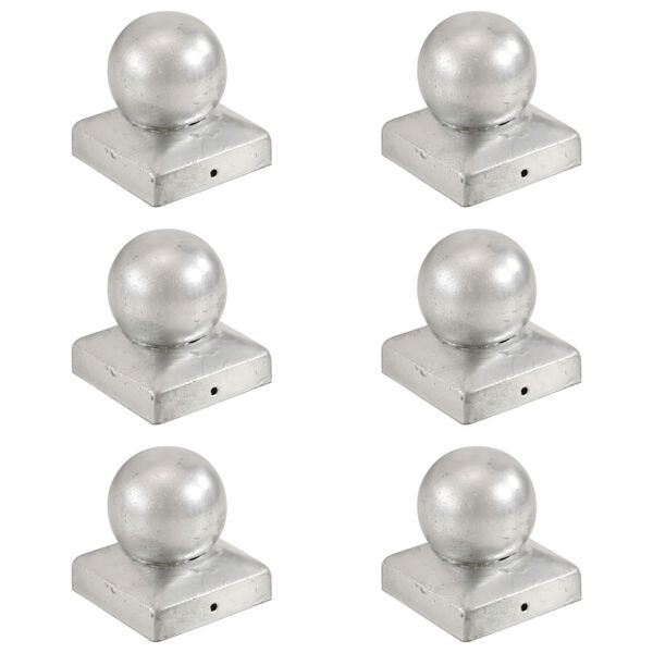 vidaXL Post Caps 6 pcs Globe Final Galvanised Metal 2.80x2.80"