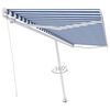 vidaXL Retractable Awning Blue and White Powder-Coated Aluminum