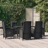 vidaXL Patio Dining Set Black PE Rattan, Powder-Coated Steel, Tempered Glass