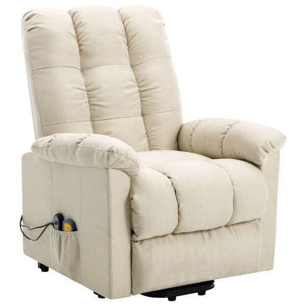 vidaXL Power Lift Chair Cream Polyester, Plywood, Iron Standard