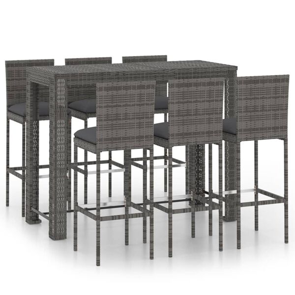 vidaXL Garden Bar Set Grey with anthracite cushions