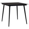 vidaXL Dining Set Oak and Black Poly rattan, powder-coated steel, glass