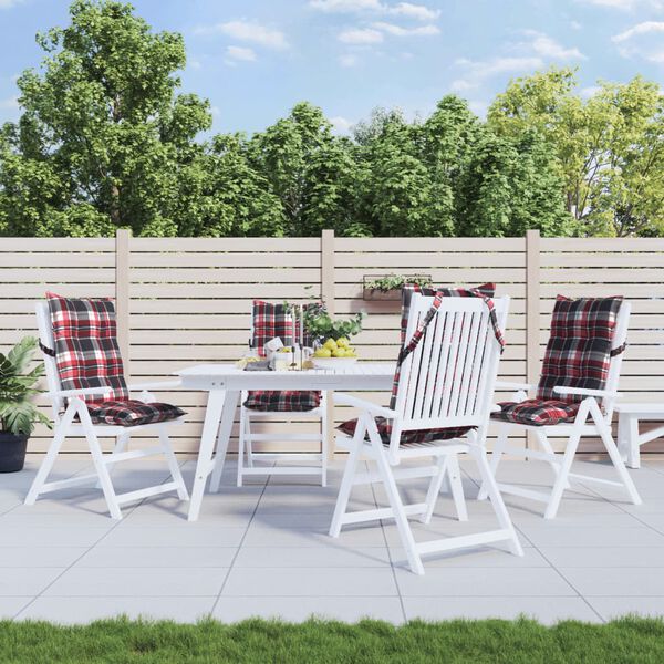 vidaXL Highback Chair Cushion Set of 4 Red Check Pattern