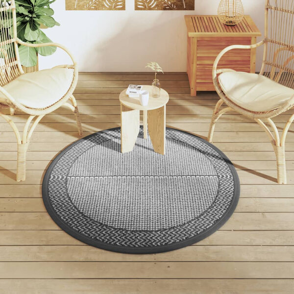 vidaXL Outdoor Carpet Grey Polypropylene (PP) Ø47.2 in Portable
