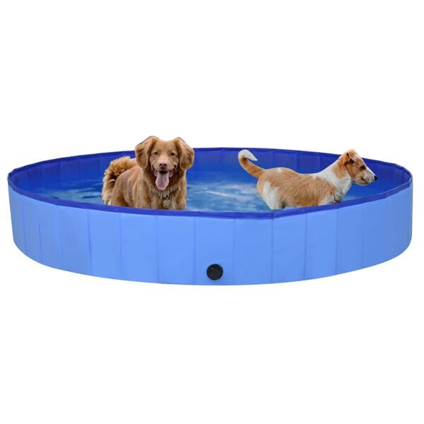 vidaXL Dog Swimming Pool Blue PVC 78.7 x 11.8 in Collapsible
