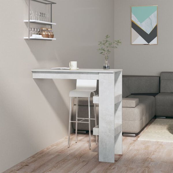 vidaXL Wall Bar Table Concrete gray Engineered wood Compact Modern