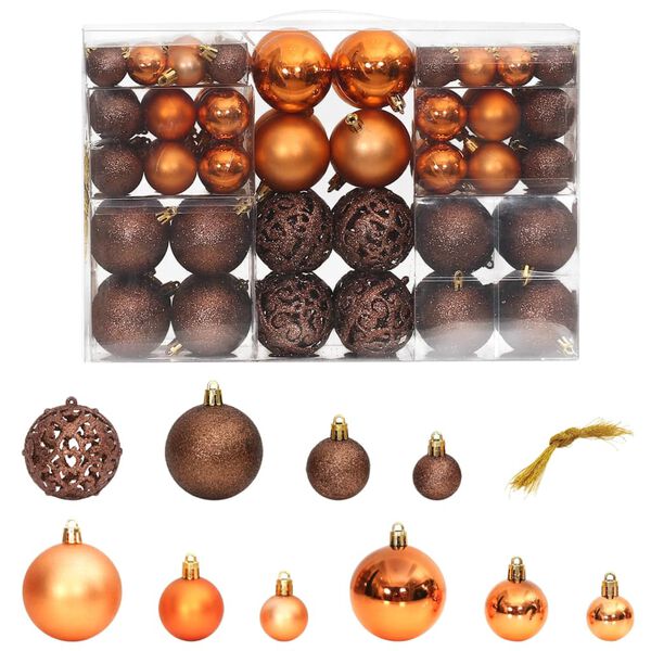 vidaXL Christmas Bauble Set of 100 Brown Polystyrene Variety Pack