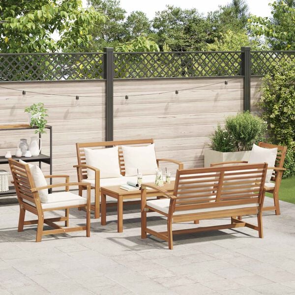 vidaXL Garden Sofa Set 5 pcs Natural Solid Teak Wood