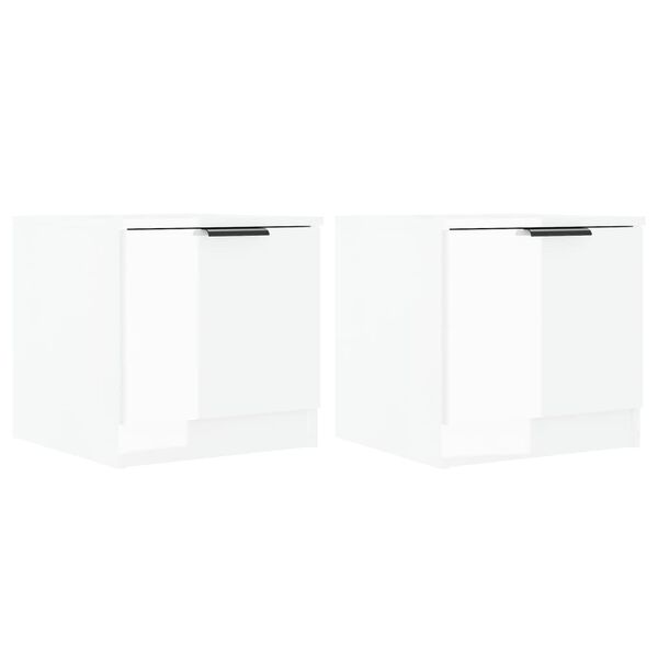 vidaXL Bedside Cabinet Set of 2 High gloss white Engineered wood Medium