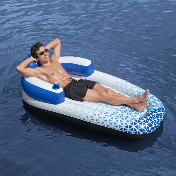 Bestway Floating Lounger Blue and White Vinyl 72 x 38 x 21.1 in