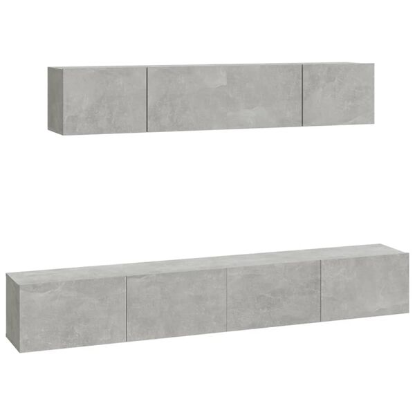 vidaXL TV Cabinet Set Set of 4 Concrete Grey Engineered Wood Medium