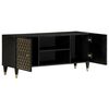 vidaXL TV Cabinet Black, Natural Brown Solid Mango Wood, Iron Medium