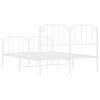 vidaXL Bed Frame White Powder-Coated Steel 53.1 x 74.8 in Bed Frame
