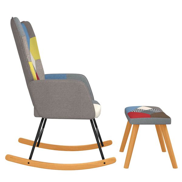 vidaXL Rocking Chair With Stool Patchwork Multicolor