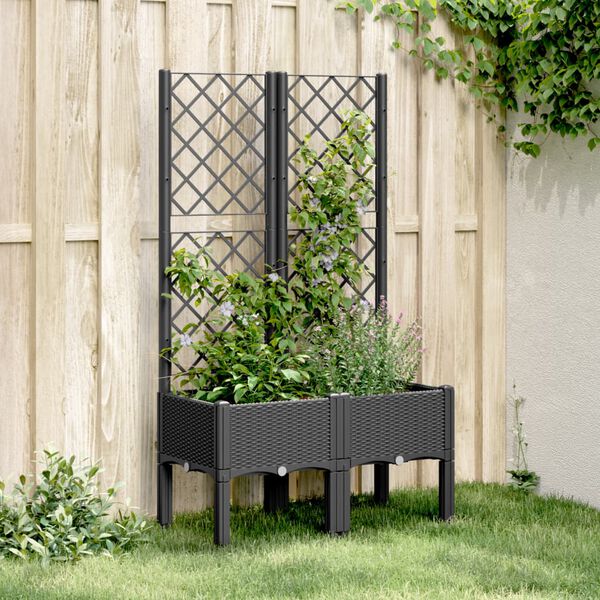vidaXL Garden Planter Black Polypropylene 56 in x 31.5 in x 15.7 in