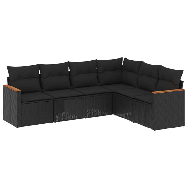 vidaXL Garden Sofa Set Black PE rattan 6 Piece Modular Garden Sofa Set