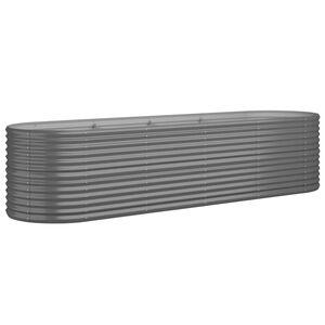 vidaXL Garden Raised Bed Grey Powder-coated steel Large Durable