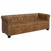 vidaXL Sofa Brown Synthetic leather, wood 3-Seater Chesterfield Sofa