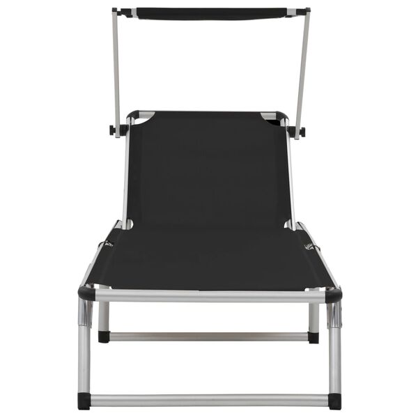 vidaXL Sun Lounger Black Aluminum, Textilene Standard adult size