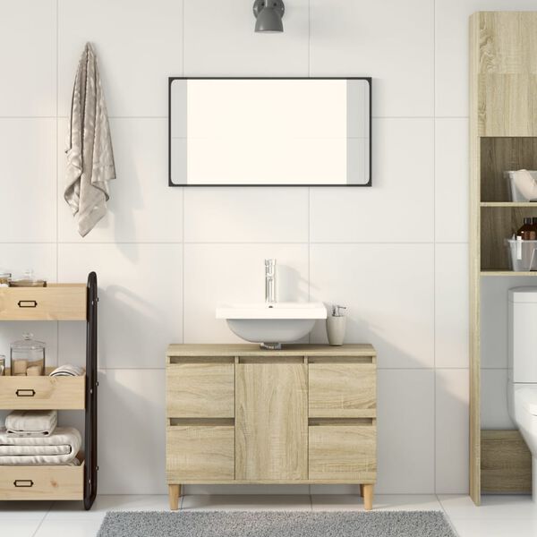 vidaXL Sink Cabinet Sonoma Oak Engineered wood, Solid eucalyptus wood