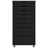 vidaXL Rolling Cabinet MOSS Black Solid Pine Wood, Engineered Wood, Plastic