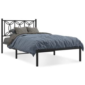 vidaXL Bed Frame Black Steel Twin Bed Frame Rectangular Modern