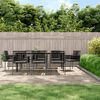 vidaXL 9 Piece Patio Dining Set with Cushions Black Poly Rattan and Steel
