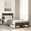vidaXL Bed Frame Smoked Oak Steel, engineered wood Twin Modern
