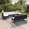 vidaXL 11 Piece Patio Lounge Set with Cushions Poly Rattan Black