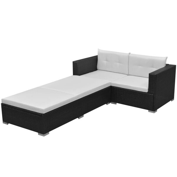 vidaXL Garden Sofa Set Black, Cream White
