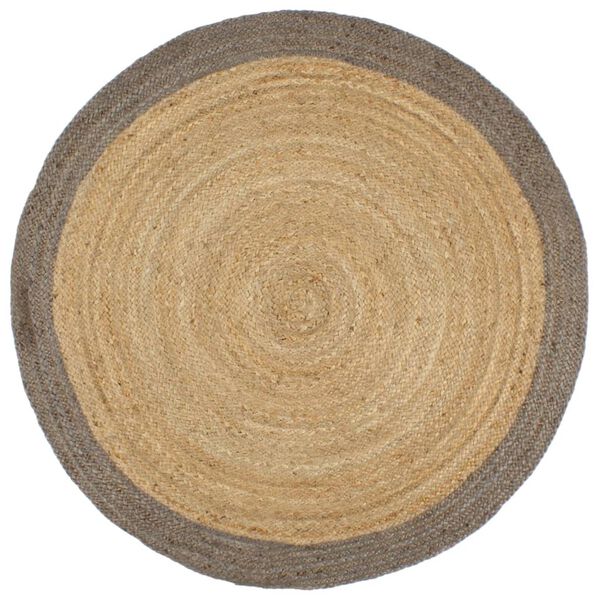 vidaXL Area Rug Brown and grey Jute 94.5 in diameter Area Rug Round