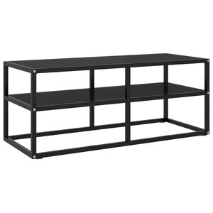 vidaXL TV Stand Black with Black Glass 39.4"x15.7"x15.7"