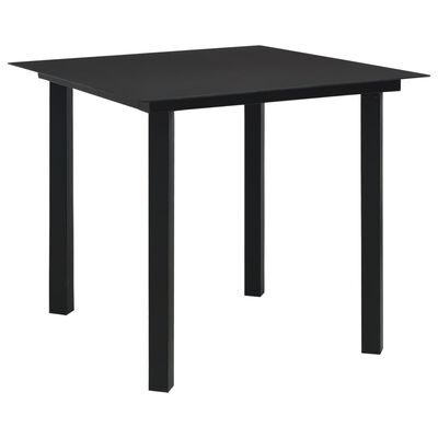 vidaXL Patio Dining Table Black 31.5"x31.5"x29.1" Steel and Glass