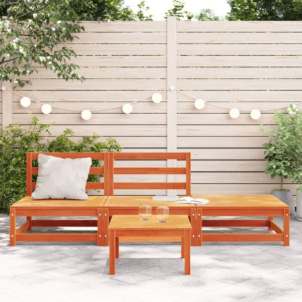 vidaXL Garden Sofa Wax brown Solid pine wood Large Modular Garden Sofa
