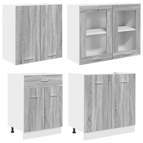 vidaXL Kitchen Cabinet Set Lyon 4 pcs Grey sonoma 140 x 46 x 81.5 cm