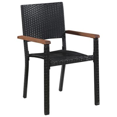 vidaXL Patio Chairs 2 pcs Poly Rattan Black