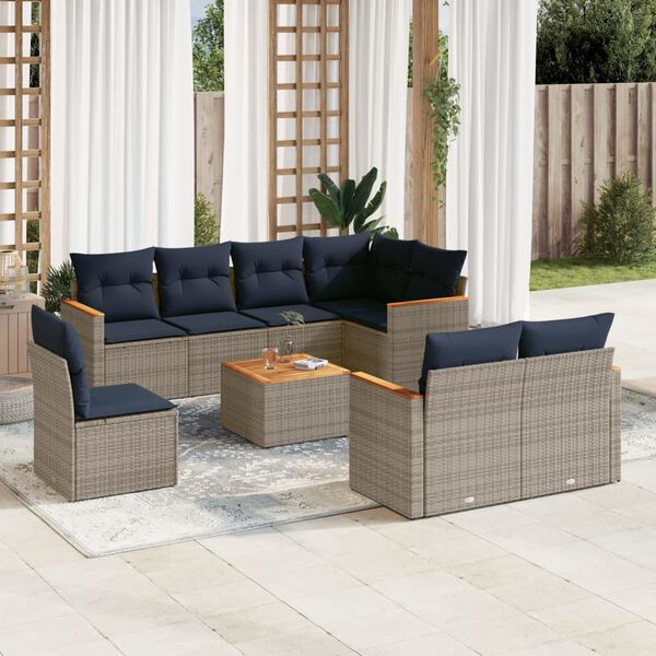 vidaXL Garden Sofa Set Grey PE Rattan Large Modular Garden Sofa Set