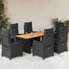 vidaXL 7 Piece Patio Dining Set with Cushions Black Poly Rattan