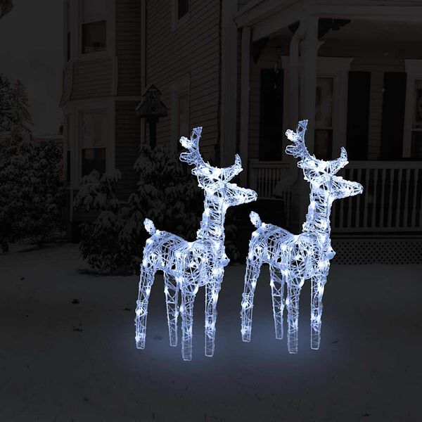 vidaXL Christmas Reindeer Set of 2 Cool White Acrylic Decorative Inlays