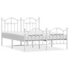 vidaXL Bed Frame White Powder-Coated Steel Double Bed Frame