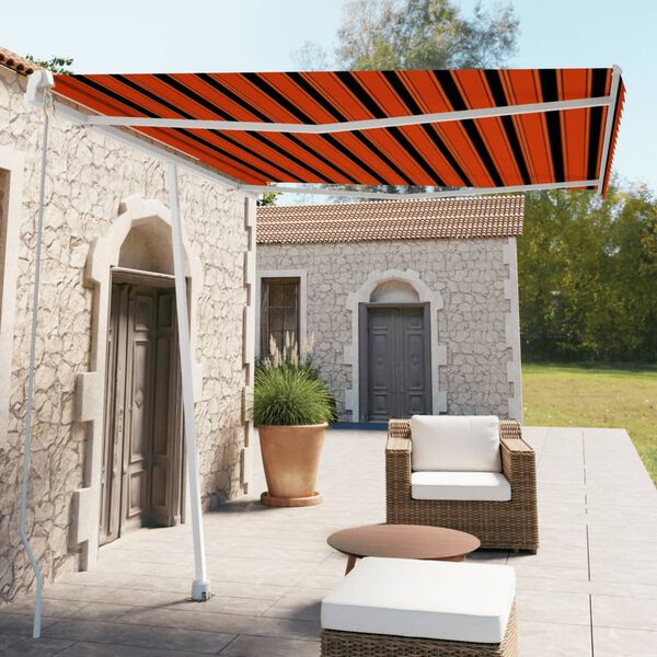 vidaXL Retractable Awning Orange and Brown