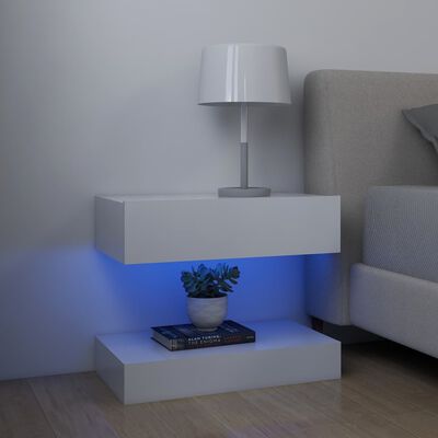 vidaXL TV Stands with LED Lights 2 Pcs White 23.6"x13.8"