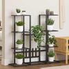 vidaXL Flower Stand Black Iron Standard Flower Stand Rectangular