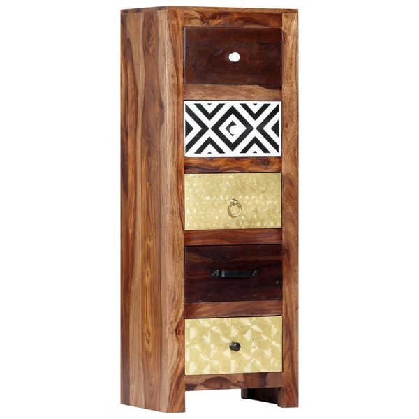 vidaXL Side Cabinet Natural wood and mixed patterns